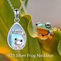wholesale 925 Sterling Silver Teardrop Moonstone Frog Pendant Necklace-0-4