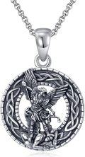 wholesale 925 Sterling Silver Saint Michael Archangel Medal Pendant Necklace for Women and Men-0-0