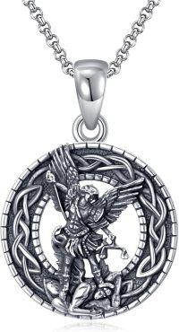 wholesale 925 Sterling Silver Saint Michael Archangel Medal Pendant Necklace for Women and Men-Saint Michael_02