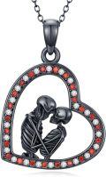 wholesale 925 Sterling Silver Cubic Zirconia Skull Couple Necklace Halloween Gift for Women Men-0-0