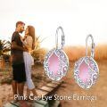 wholesale 925 Sterling Silver Pink Mother of Pearl Shell Oval Leverback Filigree Boho Dangle Earrings-0-2