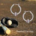 wholesale Nickel-Free 925 Sterling Silver Baseball Hoop Earrings for Women, Hypoallergenic Lightweight Sport Jewelry Gift for Fans Players Mom Sister-0-2
