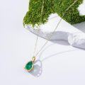 wholesale 14K Gold with Created Emerald & Moissanite Teardrop Pendant Necklace, 4CT D Color Gemstone Gift for Women-0-4