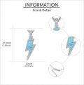 wholesale 925 Sterling Silver Turquoise Lightning Bolt Pendant Necklaces for Men & Women-0-3