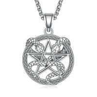 wholesale  Metal Pentagram Snake Pendant Necklaces for Men & Women Gothic s-silver snake necklace