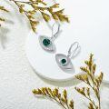 wholesale 925 Sterling Silver Evil Eye Earrings With Green Gem And White Diamonds-0-2