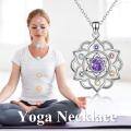 wholesale 925 Sterling Silver Lotus Flower Pendant With Amethyst And Gemstone Accents-0-4