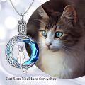 wholesale 925 Sterling Silver Cat Moon Urn Necklace for Ashes - Memorial Keepsake Jewelry-0-4