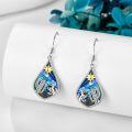 wholesale 925 Sterling Silver Cactus & Sun Design Teardrop Earrings with Abalone Shell Inlay for Women-0-4