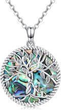 wholesale 925 Sterling Silver Abalone Shell Tree of Life Pendant Necklace with Cross for Women -0-0