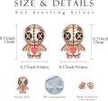 wholesale 925 Sterling Silver Plated Rose Gold Metal Voodoo Doll Stud Earrings - Gothic Horror Style Skeleton Heart Pendant Jewelry for Women Girls 2 Pcs Set-0-1