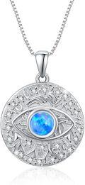 wholesale 925 Sterling Silver Blue Crystal Evil Eye Protection Amulet Pendant Necklace Gift for Women and Men-0-0