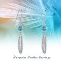wholesale 925 Sterling Silver Turquoise & Moonstone Feather Drop Earrings-0-5