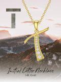 wholesale  14K Solid Gold Moissanite Initial Necklace A-Z, 16 Chain, Personalized Dainty Pendant Gift-0-4
