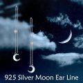 wholesale 925 Sterling Silver Moonstone Drop Earrings with Crescent Shape and Chain Design for Women-0-2
