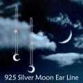 wholesale 925 Sterling Silver Moonstone Drop Earrings with Crescent Shape and Chain Design for Women-0-2
