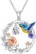 wholesale 925 Sterling Silver Synthetic Birthstone Hummingbird Necklace for Women-0-34