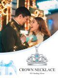 wholesale 925 Sterling Silver Crown Pendant Necklace Wholesale With Blue Gemstone-0-5