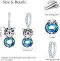 wholesale 925 Sterling Silver Blue Crystal Leopard Head Hoop Earrings for Women-0-2