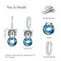 wholesale 925 Sterling Silver Leopard Head Earrings With Blue Crystal Hoops And Zircon Accents-0-2