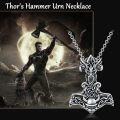 wholesale 925 Sterling Silver Viking Mjolnir Hammer Pendant Necklace with Skull Design and Celtic Knotwork Elements-0-3