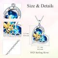 wholesale 925 Sterling Silver Blue Crystal Heart Shaped Bee Pendant Necklace for Women's Gifts-0-3