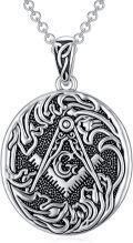 wholesale 925 Sterling Silver Masonic Memento Mori Skull Pendant Necklace for Men-0-0