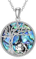 wholesale Sterling Silver Crystal Abalone Shell Animal Pendant Tree of Life Necklace-0-59
