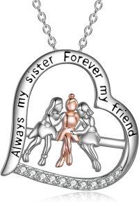 wholesale 925 Sterling Silver Heart Infinity Angel Sisters Pendant Necklace-3-Sisters Necklace for 3