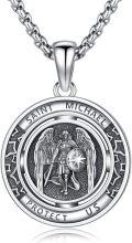 wholesale 925 Sterling Silver Saint Michael Guardian Angel Protect Us Charm Necklace -0-0