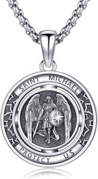 wholesale 925 Sterling Silver Saint Michael Guardian Angel Protect Us Charm Necklace -St Michael Necklace