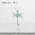 wholesale 925 Sterling Silver Key Pendant with Triquetra and Opal Stone - Triple Moon Goddess Necklace for Women-0-2