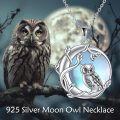 wholesale 925 Sterling Silver Moonstone Owl Crescent Moon Pendant Necklace for Women-0-2