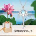 wholesale 925 Sterling Silver Lotus Flower Moonstone & Topaz Key Pendant Necklaces for Women Gifts-0-1