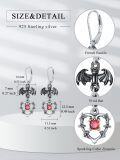 wholesale 925 Sterling Silver Bat Heart Red Crystal Drop Dangle Leverback Earrings-0-4