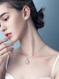 wholesale  S925 Sterling Silver Blue Crystal Rose Gold Plated Fox Moon Necklace for Luck Fortune Gift-0-2