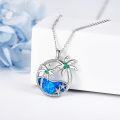 wholesale 925 Sterling Silver Palm Tree and Starfish Pendant Necklace for Women Girls Mothers Day Gift Blue Fire Opal Gemstone Beach Ocean Jewelry 43mm x 68mm-0-3
