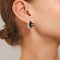 wholesale 925 Sterling Silver Black Pearl Leverback Earrings 15mm for Women Gifts-0-5