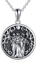 wholesale 925 Sterling Silver Blue Moonstone Triple Goddess Pendant Necklace for Women-0-1