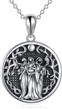 wholesale 925 Sterling Silver Black Onyx Triple Moon Goddess Pendant Necklace for Women-Triple Goddess Retro