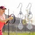 wholesale 925 Sterling Silver Tennis Racket & Ball Drop Earrings Sports Gift for Players-0-2
