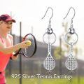 wholesale 925 Sterling Silver Tennis Ball Racket Drop Earrings Platinum Plated Sport Jewelry-0-2