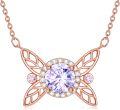 wholesale 925 Sterling Silver Gold-Plated Butterfly Pink Sapphire Gemstone Pendant Necklace-0-0