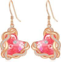 wholesale 925 Sterling Silver Infinity Heart Birthstone Crystal Earrings for Women-10-Oct-Tourmaline Pink