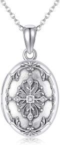 wholesale 925 Sterling Silver Cross Design Oval Locket Pendant Necklace with Chain 45cm Length-0-0
