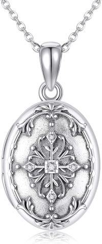 wholesale 925 Sterling Silver Cross Design Oval Locket Pendant Necklace with Chain 45cm Length-Vintage-Personalized