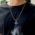 wholesale 925 Sterling Silver Anchor Pendant Necklace Wholesale With Turquoise Inlay-0-2