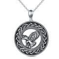 TOUPOP Sterling Silver Stone Olive Wreath Peace Pendant Necklace Unisex Punk Antique-0-0