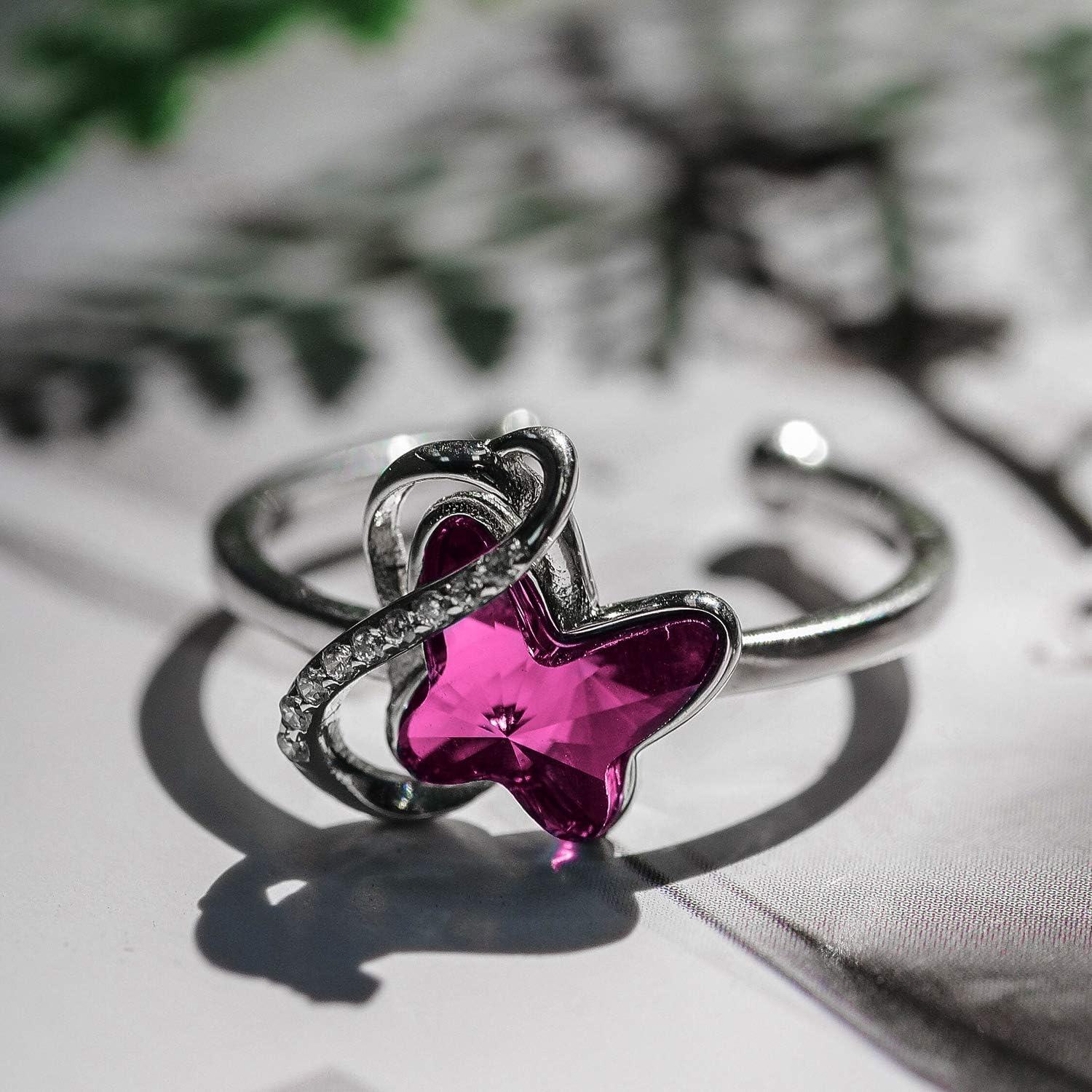 Sterling Silver Crystal Infinity Butterfly Ring Hypoallergenic Adjustable-0-3