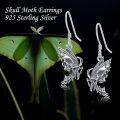 wholesale 925 Sterling Silver Dragon Skull Skeleton Hand Dangle Earrings Gothic Halloween  for Her-0-5